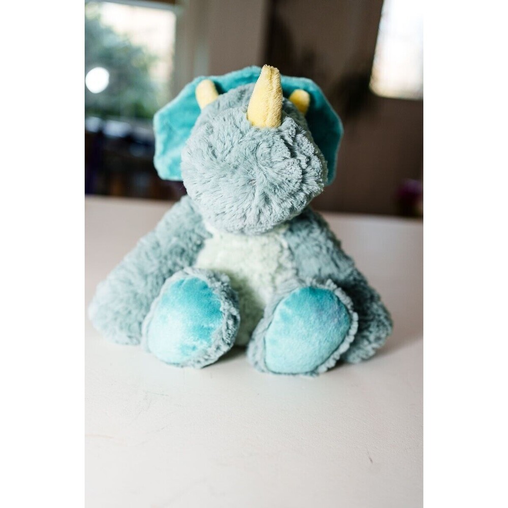 Demdaco Nat & Jules Plush Drake Mellow Fellows Green Yellow Triceratops Dinosaur